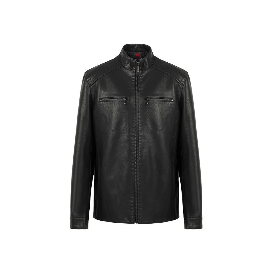 Men&s Leather Jacket Male Fashion Casual Spring Co..